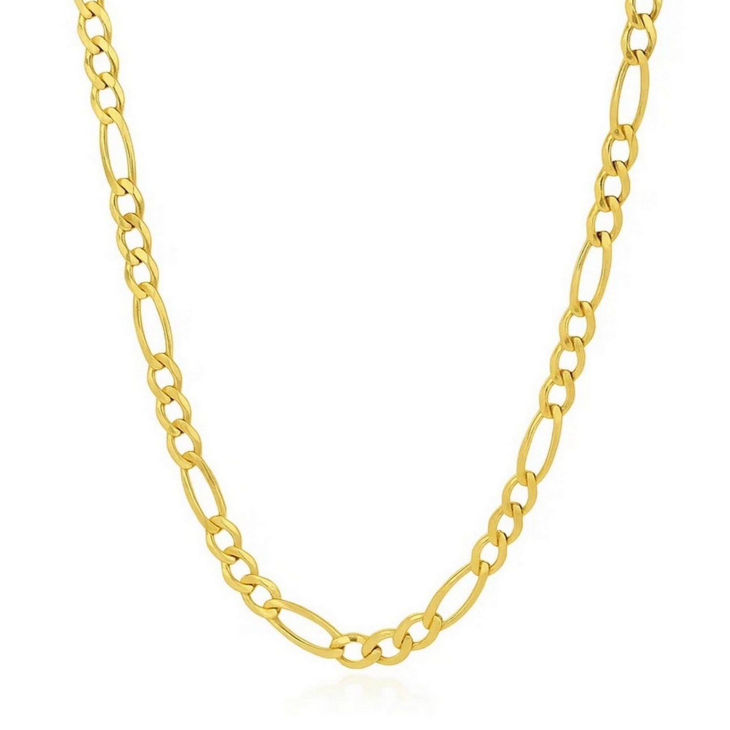 14k Yellow Gold Solid Figaro Chain (6.00 mm) in a sleek high-contrast midnight luxury editorial style